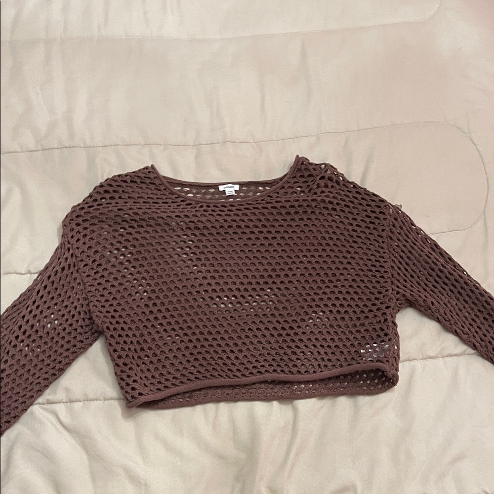 Garage Brown Off-the-Shoulder Sweater